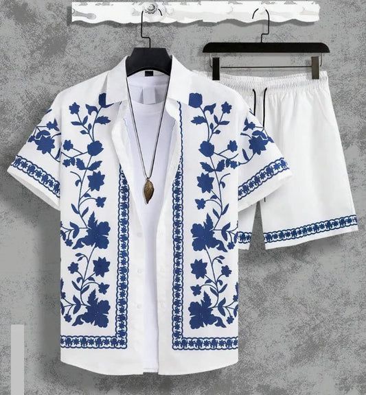 Hawaiian resort wear men beach shorts set