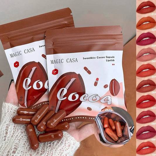 10 Colors Coco Capsule Lipstick Set Velvet Matte Waterproof Lip Glaze