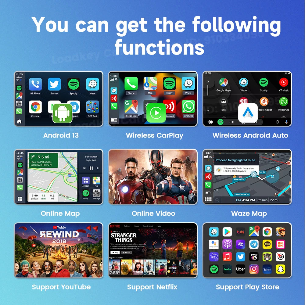 2025 Carlinkit Ai Box LED Android Wireless Carplay adapter Android 13 Qualcomm 6115 8-cores 64G Smart Tv Box For Netflix IPTV