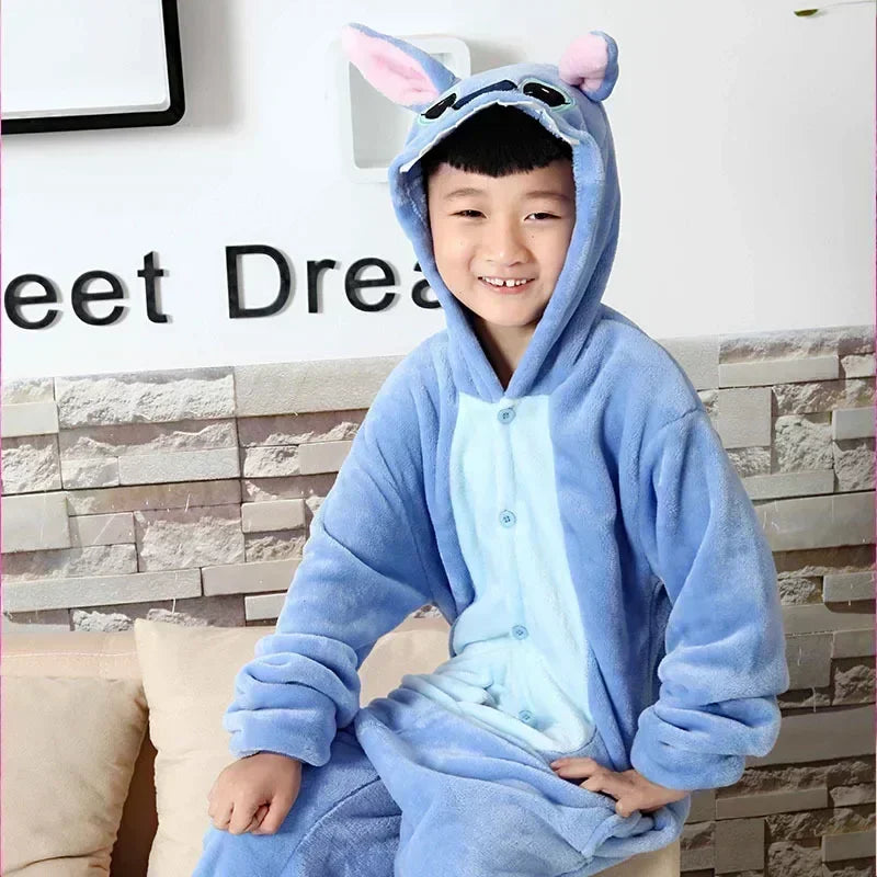 Disney Lilo Stitch Pajamas Children Cartoon Plush Kigurumi Onesies