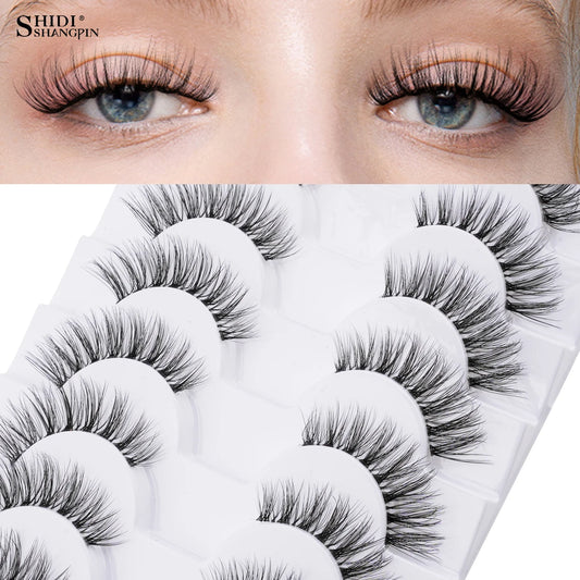 10 Pairs Faux Mink Eyelashes Handmade Natural False Eyelashes Soft Cross Messy Eye 3D Curly Eyelashes Extension Makeup Tools