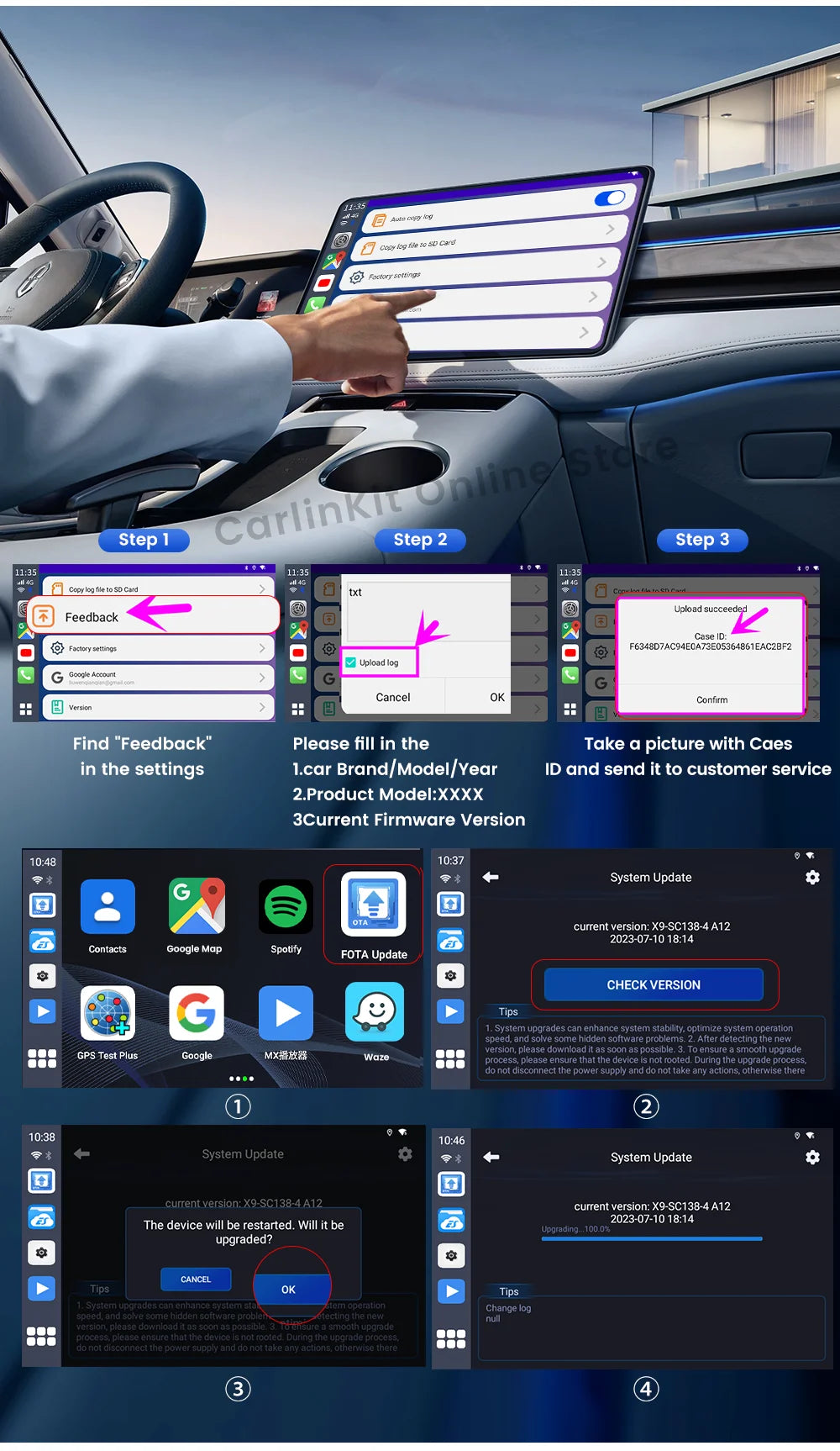 CarlinKit Android 13 Tv Box 8 Core CarPlay Android Auto Wireless Adapter Support Toyota Youtube Netfilx IPTV Spotify