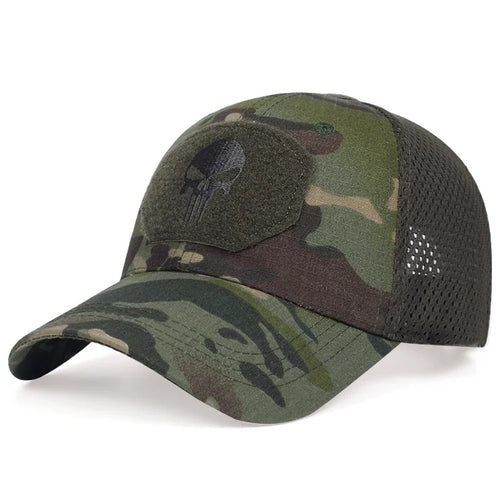 Unisex Skull Embroidered Top with Patch Breathable Baseball Caps