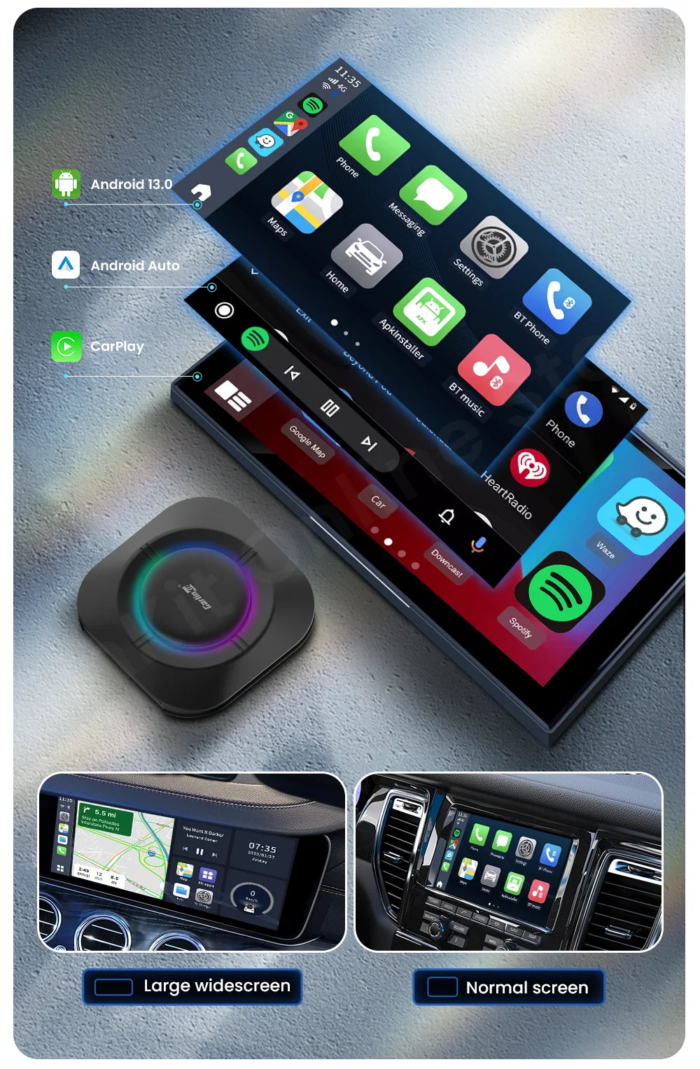 Carlinkit S2 Android 13 Tv Box SM6115 8 Core Carplay Wireless Android auto Support Youtube Netfilx IPTV Spotify Physical Switch