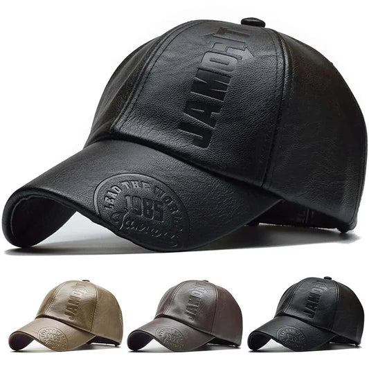 Unisex 1985 Imprinting Leather Baseball Caps Spring and Autumn Outdoor