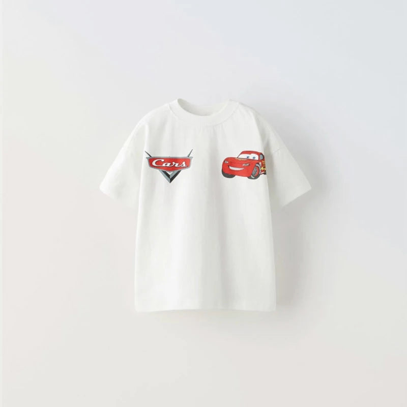 Car Cartoon Tees Tops For Boy Clothing Summer Fashion Children Short