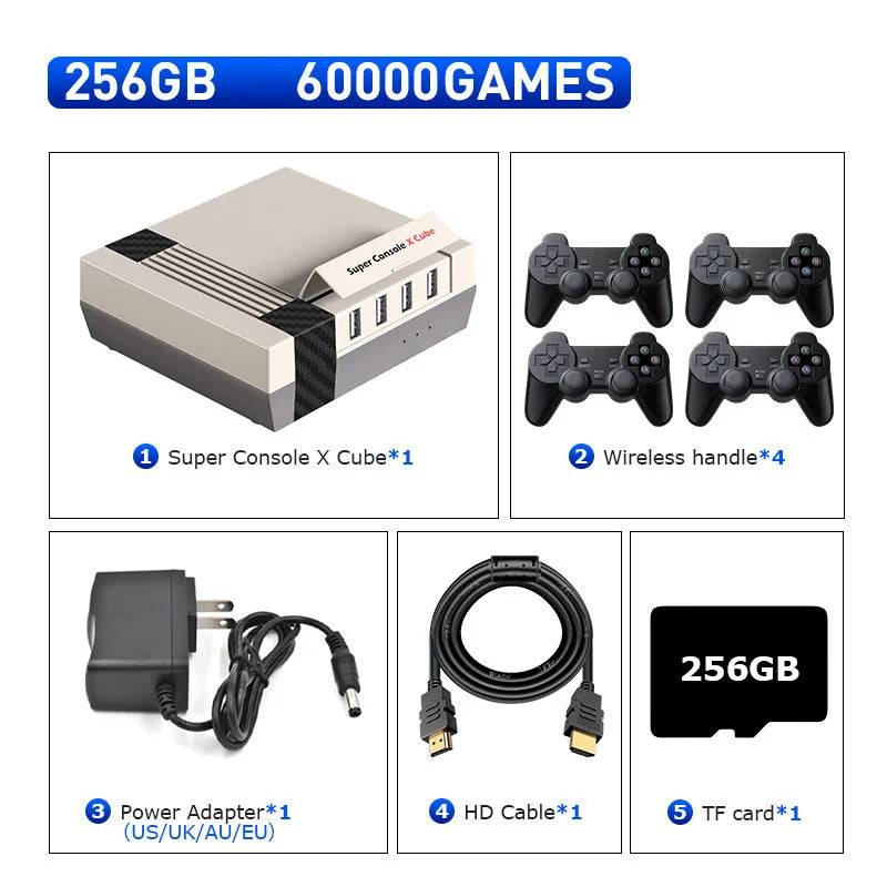 Kinhank Video Games Consoles Super Console X Cube Retro Game Console with 60,000+ Classic Games Compatible with PSP/PS1/DC,Etc