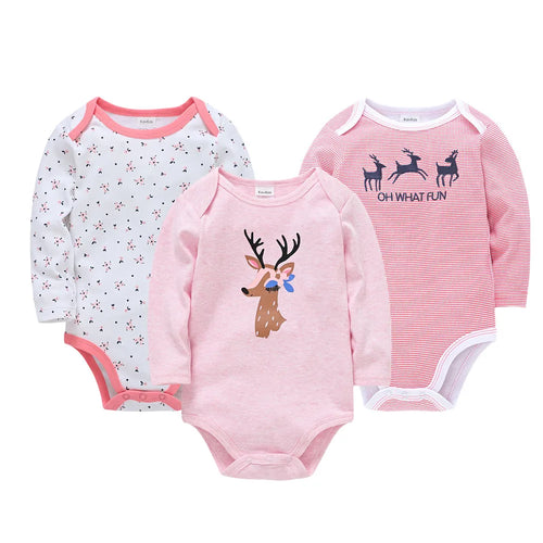 Kavkas Baby Boys Girls Bodysuit 3 PCS Long Sleeve 100% Cotton Baby