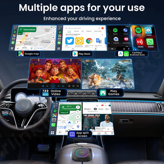 Carlinkit S2 Android 13 Tv Box SM6115 8 Core Carplay Wireless Android auto Support Youtube Netfilx IPTV Spotify Physical Switch