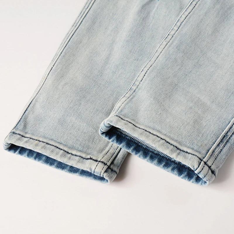 24fw American Fashion Brand KSUBI New Retro Washed Light Colored Jeans