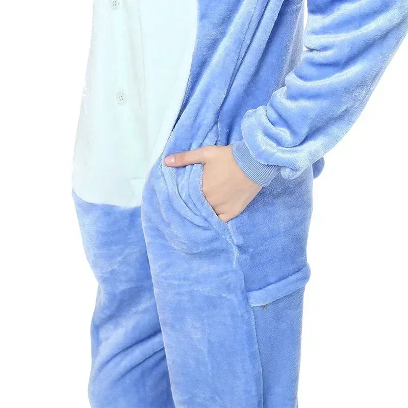 Disney Lilo Stitch Pajamas Children Cartoon Plush Kigurumi Onesies