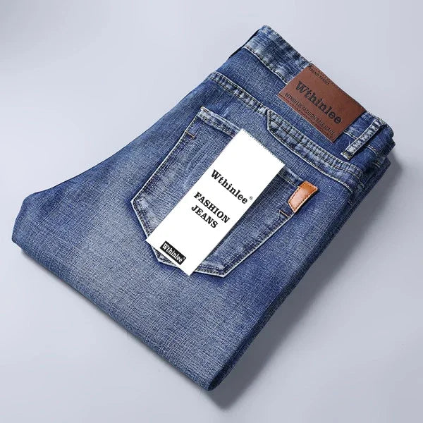 2024 New Spring Autumn Men Classic Jeans Business Fashion Straight