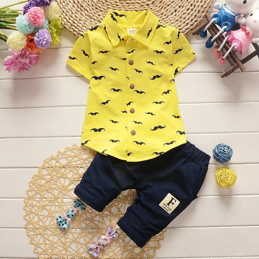 Summer New Cute Boy Suit Children's Printed Short-Sleeved Printed