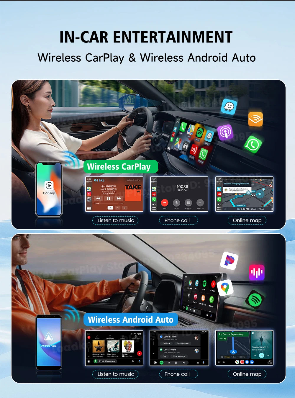 2025 Carlinkit Ai Box LED Android Wireless Carplay adapter Android 13 Qualcomm 6115 8-cores 64G Smart Tv Box For Netflix IPTV