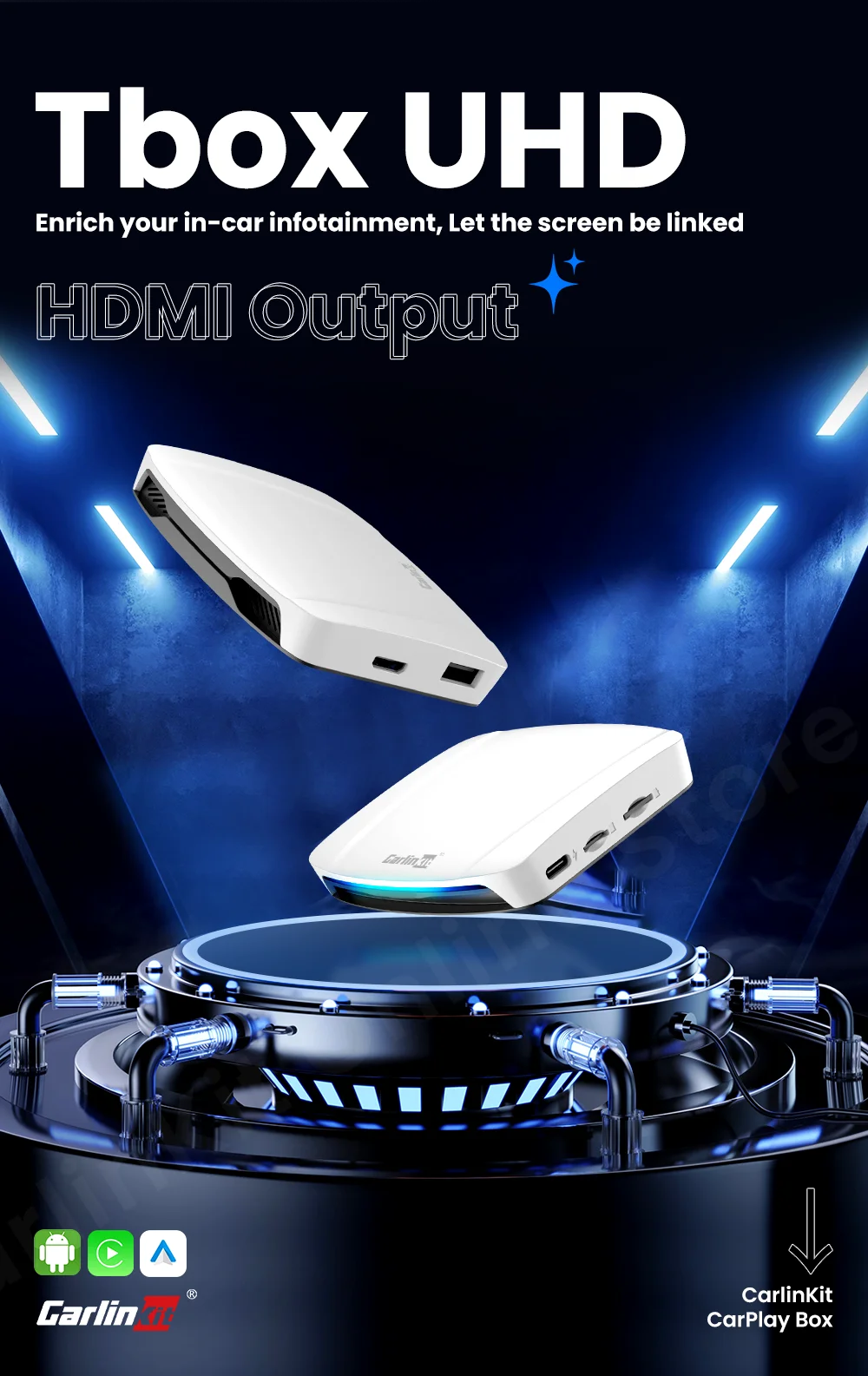 Carlinkit UHD Tv Box Android 13 Qualcomm SDM 660 8 Core Android Auto CarPlay Wireless Adapter Support Netfilx Youtube IPTV HDMI