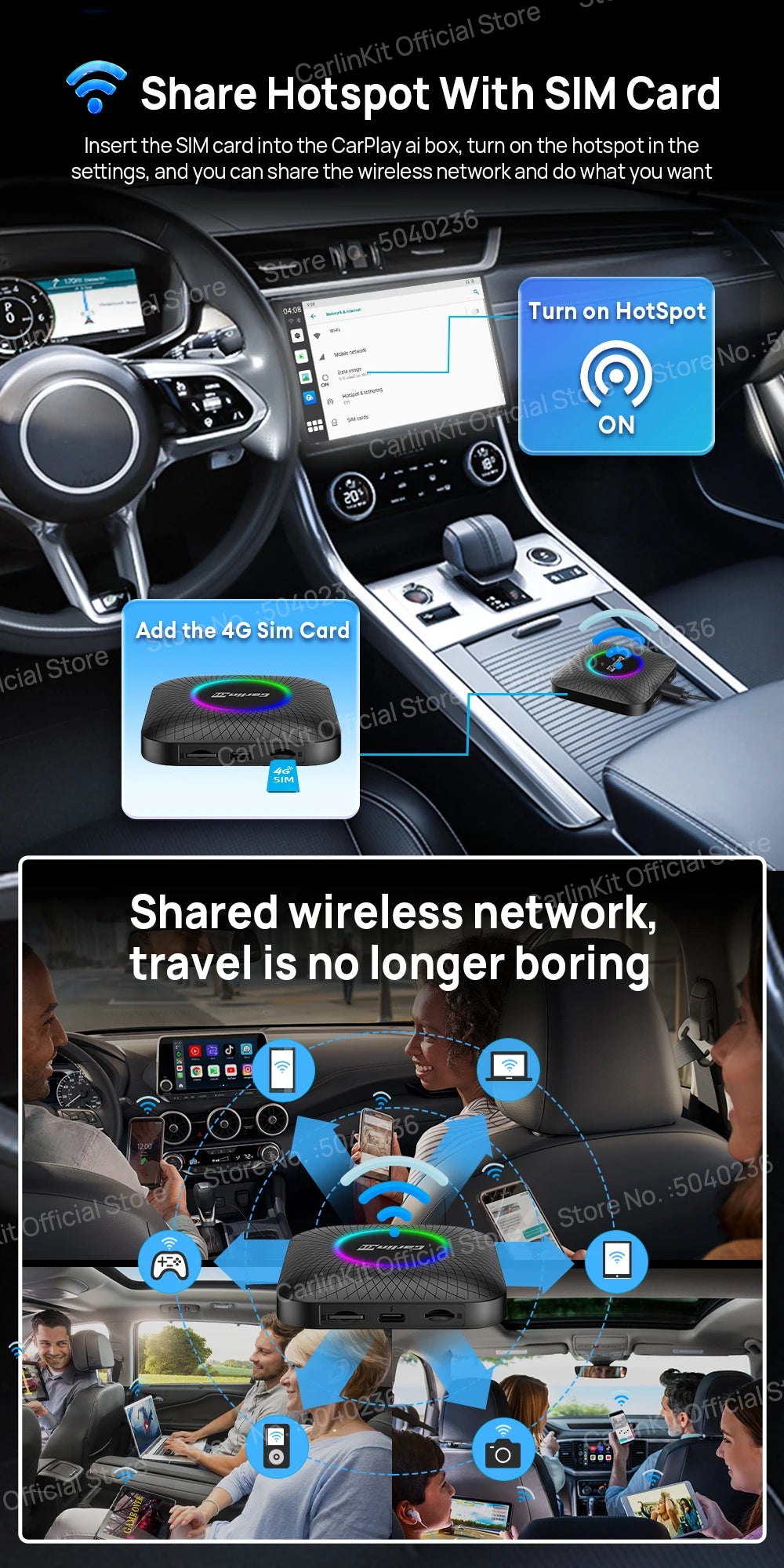 Carlinkit CarPlay Video Box LED Android 13 Wireless Android Auto SM6225 660 8-Core CarPlay Ai Box Support YouTube IPTV 512GB SD