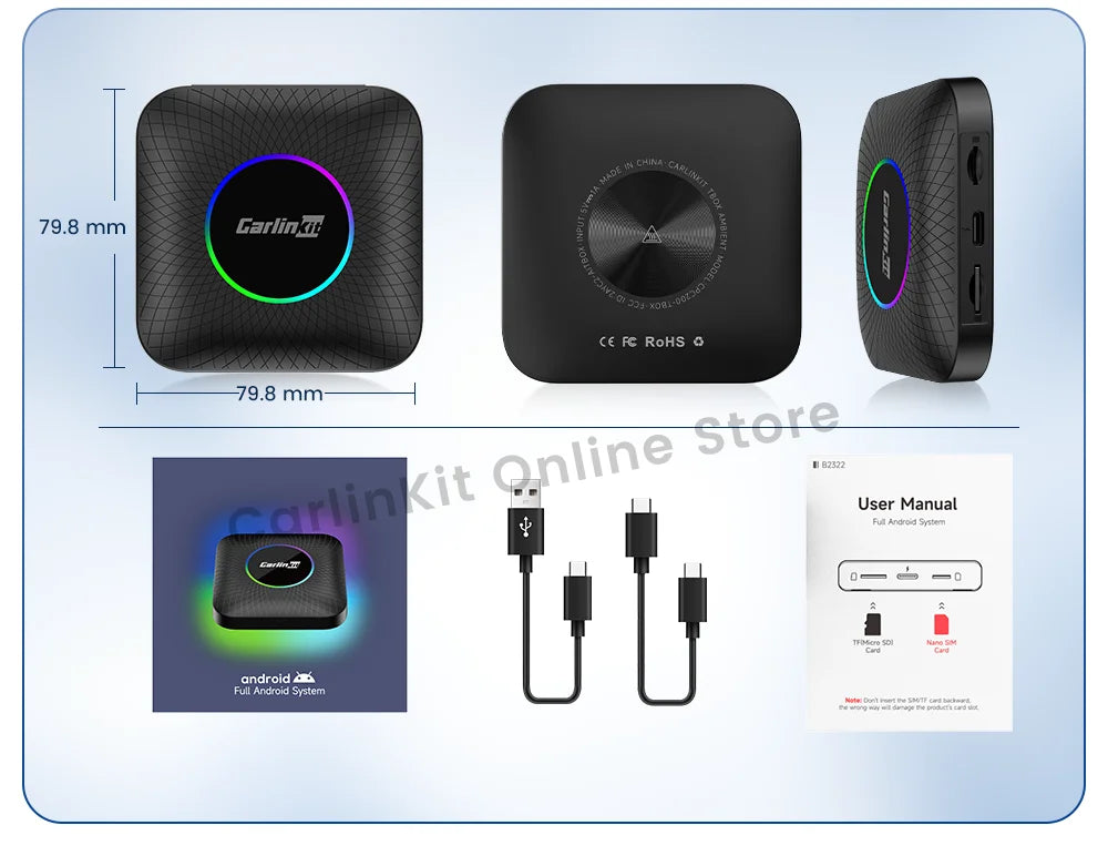 CarlinKit Android 13 Tv Box 8 Core CarPlay Android Auto Wireless Adapter Support Toyota Youtube Netfilx IPTV Spotify