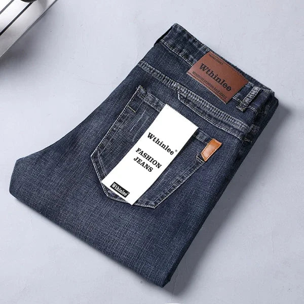 2024 New Spring Autumn Men Classic Jeans Business Fashion Straight