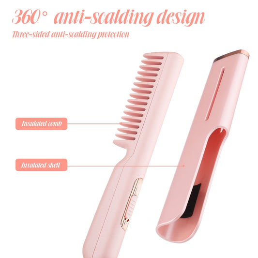 Electric Hair Straightener Brush Comb Mini Hair Curler