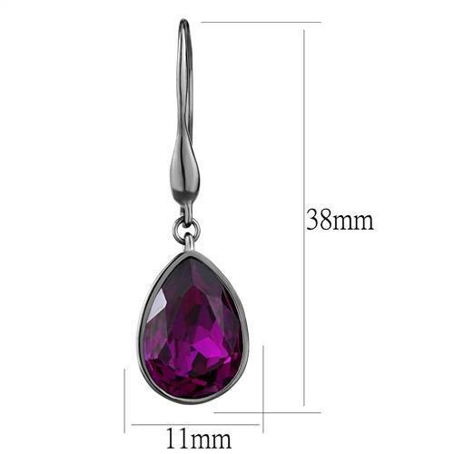 TK2705 - IP Light Black  (IP Gun) Stainless Steel Earrings with Top