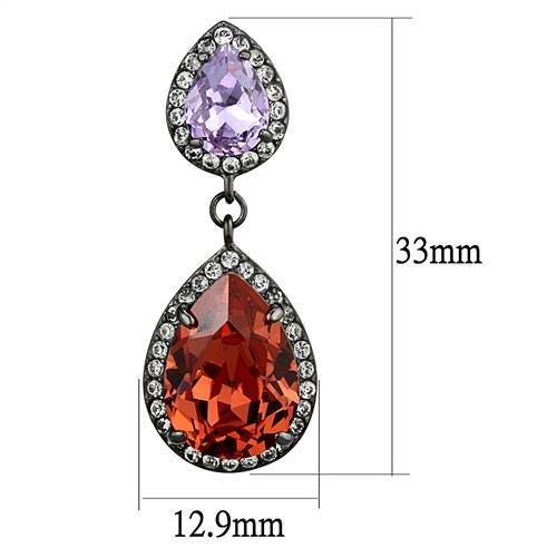 TK2725 - IP Light Black  (IP Gun) Stainless Steel Earrings with Top