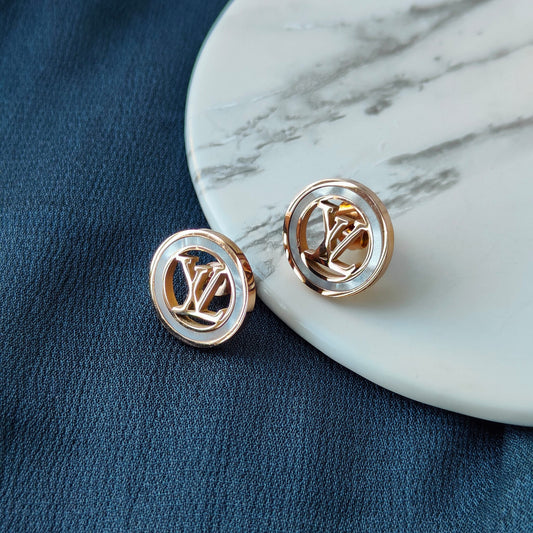 Large Round Elegant Rose Gold Plated Stud Earrings