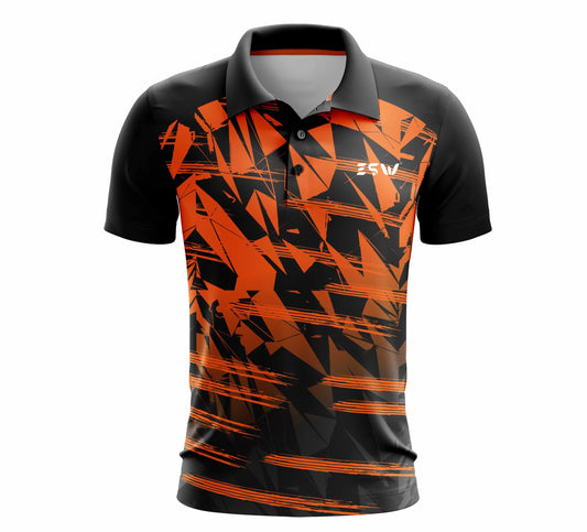 Men Printed Polo Neck Polyester Orange black T-Shirt
