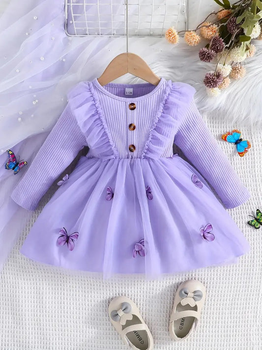 Girl's Lycra Floral Printed Frock Dress for Girls 3-4-YEARS