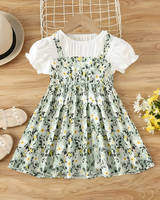 Beautifull Floral Print Fit & Flare Dress For Girls Size 3-4 Years