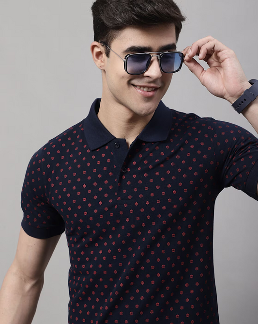 Men Floral Print Regular Fit Polo T-Shirt