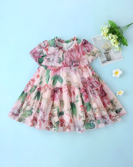 Beautifull Floral Print Fit & Flare Dress For Girls Size 1-2 Years