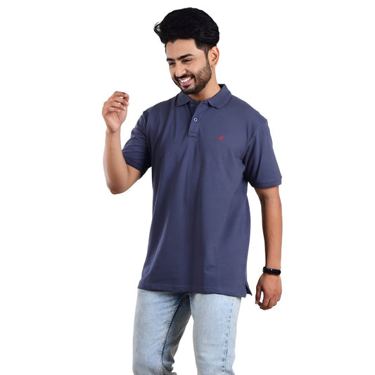 Stylish Casual Fit Polo Neck T-Shirts For Men Size M Color Navy Blue