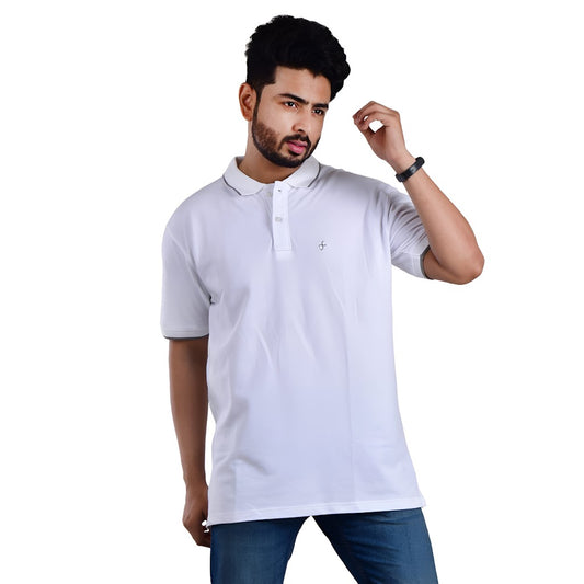 Stylish Casual Fit Polo Neck T-Shirts For Men Size M Color White