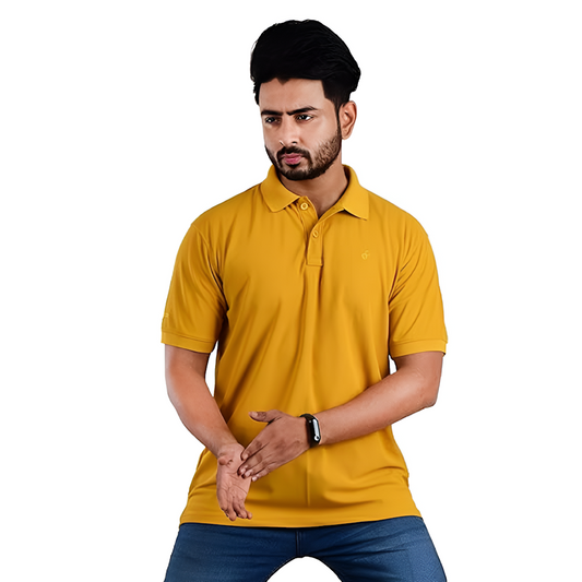Stylish Casual Fit Polo Neck T-Shirts For Men Size XXL Color Musturd