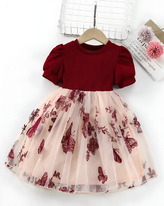 Beautifull Butterfly Craved Fit & Flare Dress For Girls Size 1-2 Years