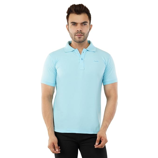 Regular Fit Cotton Polo Tshirt for Men (Size-XL) (Color-LIGHT BLUE)