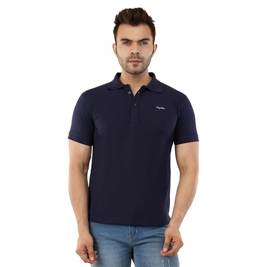 Regular Fit Cotton Polo Tshirt for Men (Size-M) (Color-NAVY BLUE)