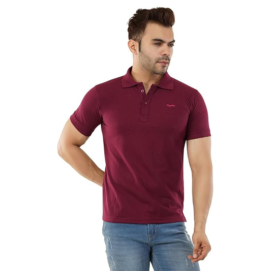 Regular Fit Cotton Polo Tshirt for Men (Size-M) (Color-MAROON)
