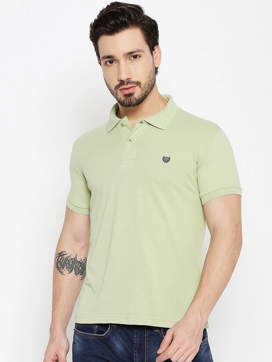 Solid Polo Neck T-Shirt For Men (Size-Xl) (Color-Green)