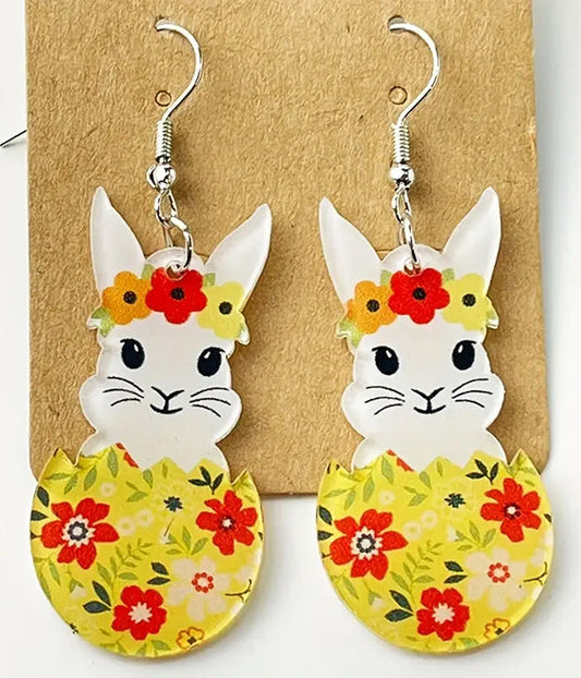 EASTER THEME BUNNY AND EGG ACRYLIC EARRING