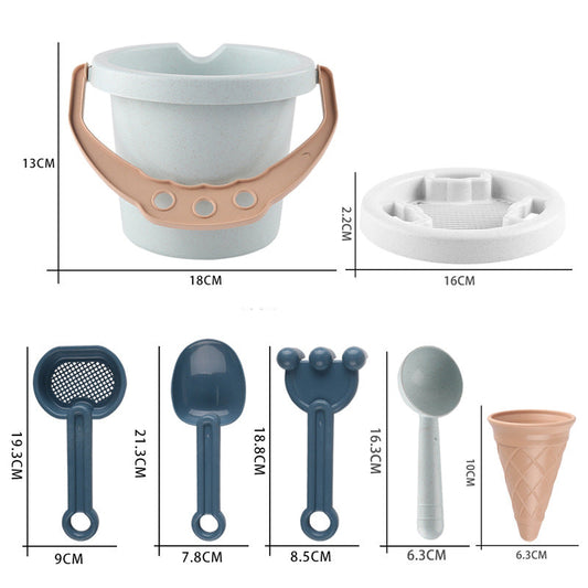 Children’s Beach Toy Set Thickened Wheat Straw Sand & Water Bucket Kit