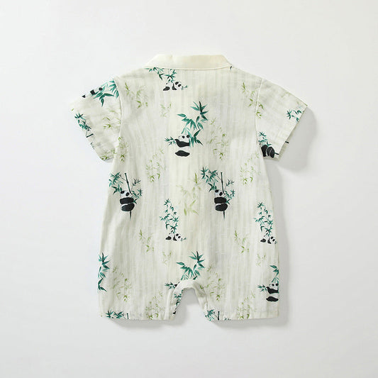 Summer Arrival Baby Unisex Short Sleeves Cute Panda Pattern Rompers