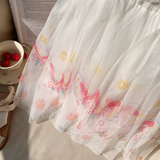 Summer Arrival Butterfly Pattern Sleeveless Tulle Dress for Stylish