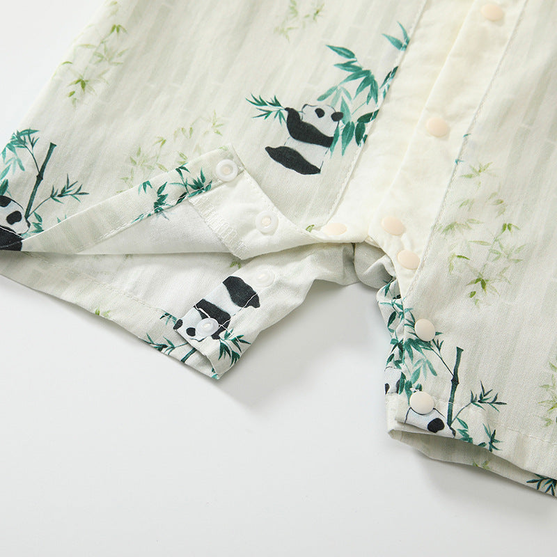 Summer Arrival Baby Unisex Short Sleeves Cute Panda Pattern Rompers