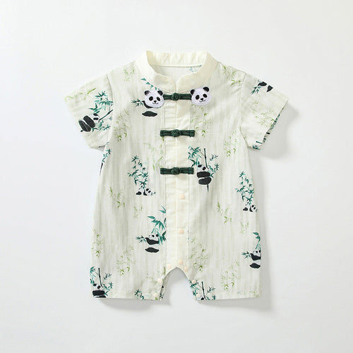 Summer Arrival Baby Unisex Short Sleeves Cute Panda Pattern Rompers