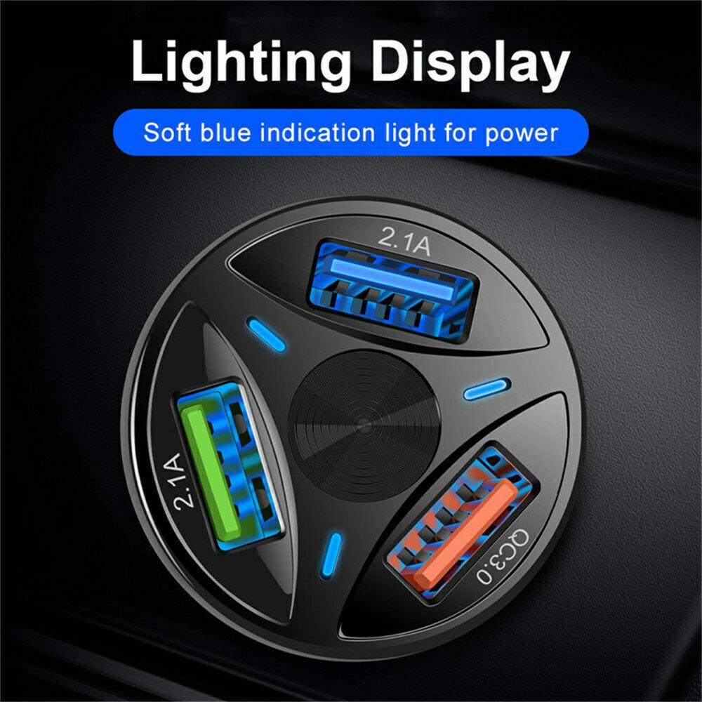 3-Port LED Fast Car Charger & 3-in-1 Fast Charging Cable Combo