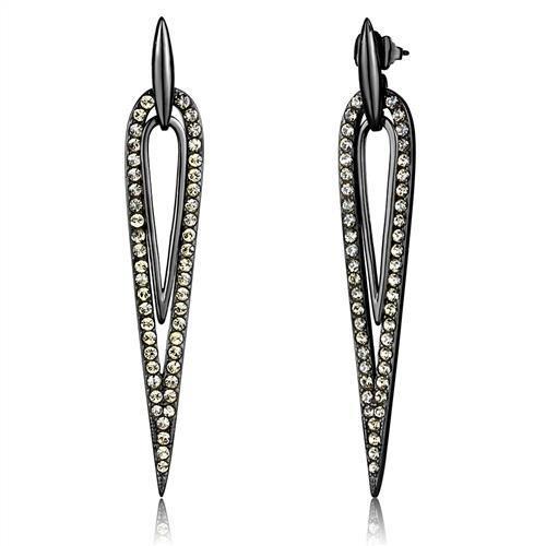 TK2634 - IP Light Black  (IP Gun) Stainless Steel Earrings with Top