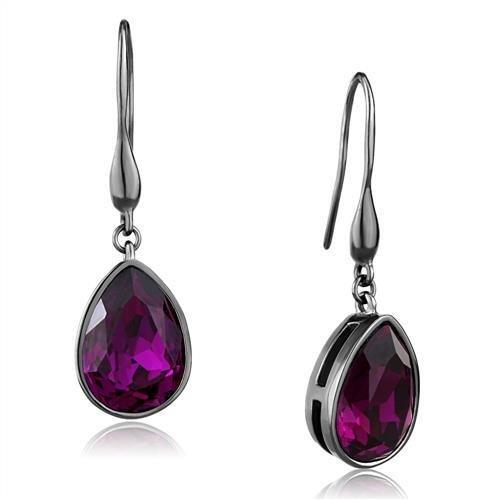 TK2705 - IP Light Black  (IP Gun) Stainless Steel Earrings with Top